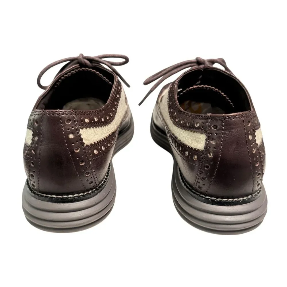 Cole Haan OriginalGrand Longwing Oxfords Mens 7.5M Brown Earth Taupe Wool C36512